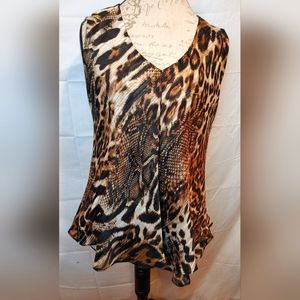 Frank Lyman Cheetah / Snakeskin Print Metallic Thread Size 10 NWOT